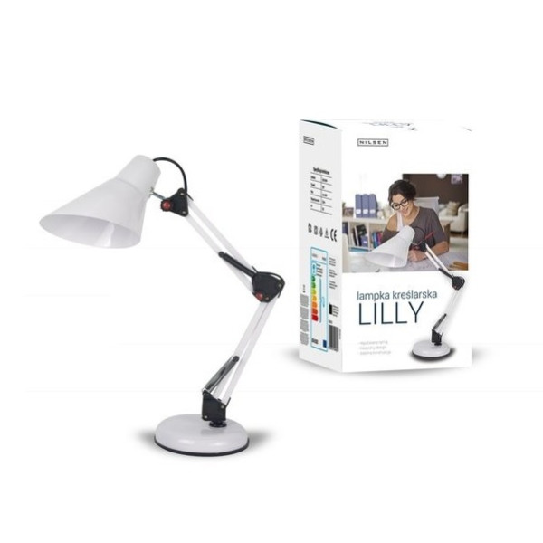 Lampa biurkowa E27 LILLY biała FN017